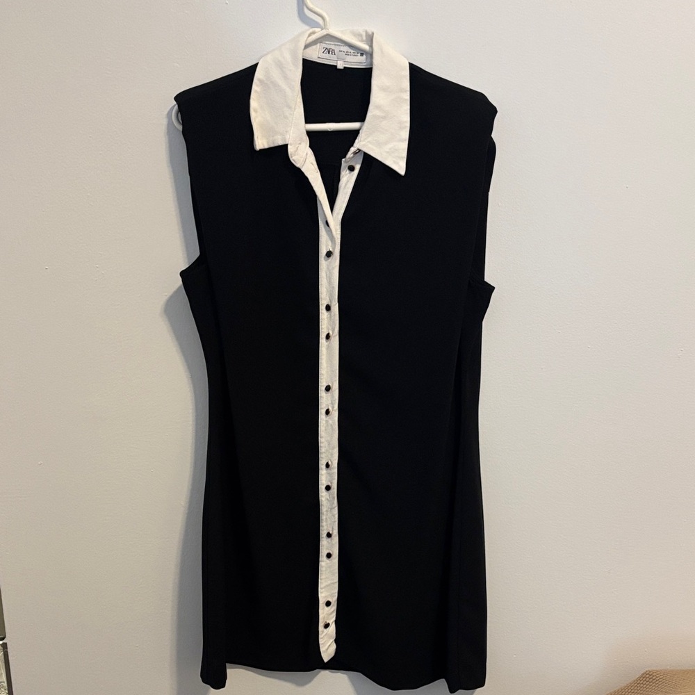 Zara Contrast Black and White Sleeveless Dress